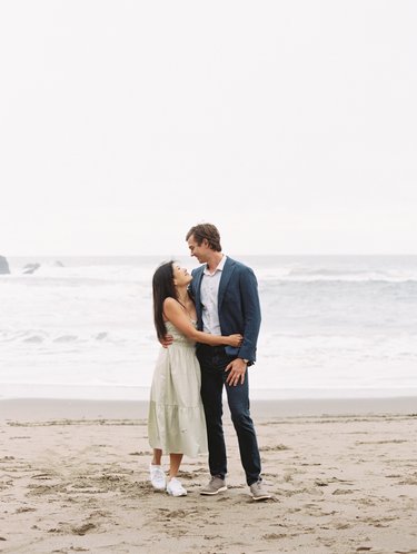 From our engagement shoot! it was about 50 degrees on this day, but nothing stands in the way of love! (and a good instagram shot)