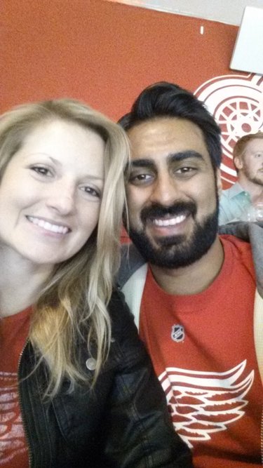 One of our first dates in Detroit, Go Red Wings!