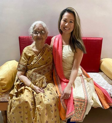With Kiran's grandmother in Mumbai, February 2023. 