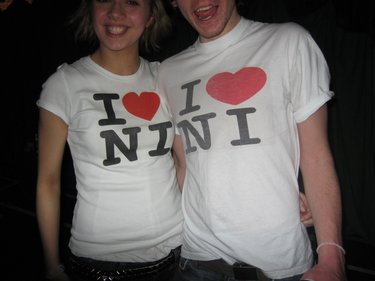 August 2006.  Trying to flog I Love NI t-shirts...  