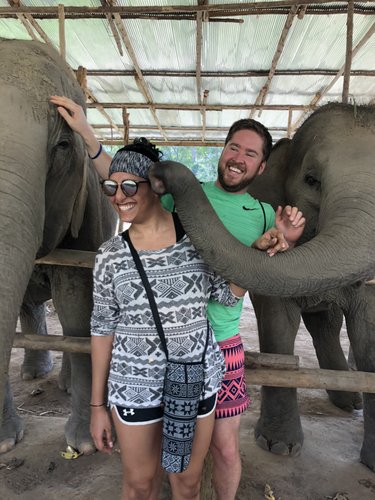 Elephant kisses in Chiang Mai’s elephant sanctuary