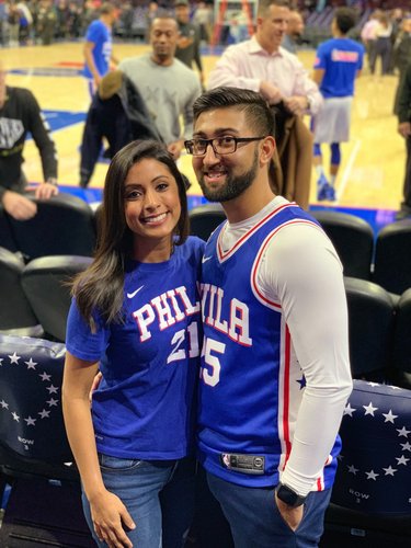 Thanks to Parth (a Philadelphia native), Vaishali has become a true Philly sports fan!