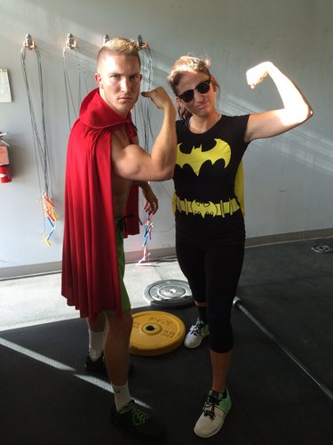 A match made in competitive heaven: their first team CrossFit competition. They won! (Anddd were the only people who dressed in costume...)