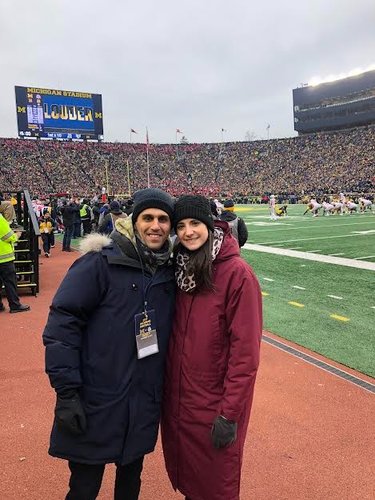 On the field at the Ohio State v Michigan football game in November 2019