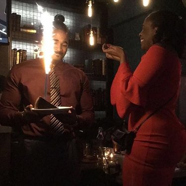 This was supposed to be a Birthday Cake for John, but it was actually a surprise Congratulations cake for Jamila!