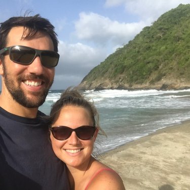 Excited to be finished with our long , hot hike in Parque Tayrona, Colombia