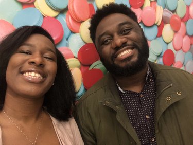 We took this picture after our date night at the Cheesecake Factory. We won a gift card at Engagement Bootcamp and definitely didn't want to let that go to waste! LOL