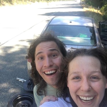 Even flat tires are fun when you're with the right person!